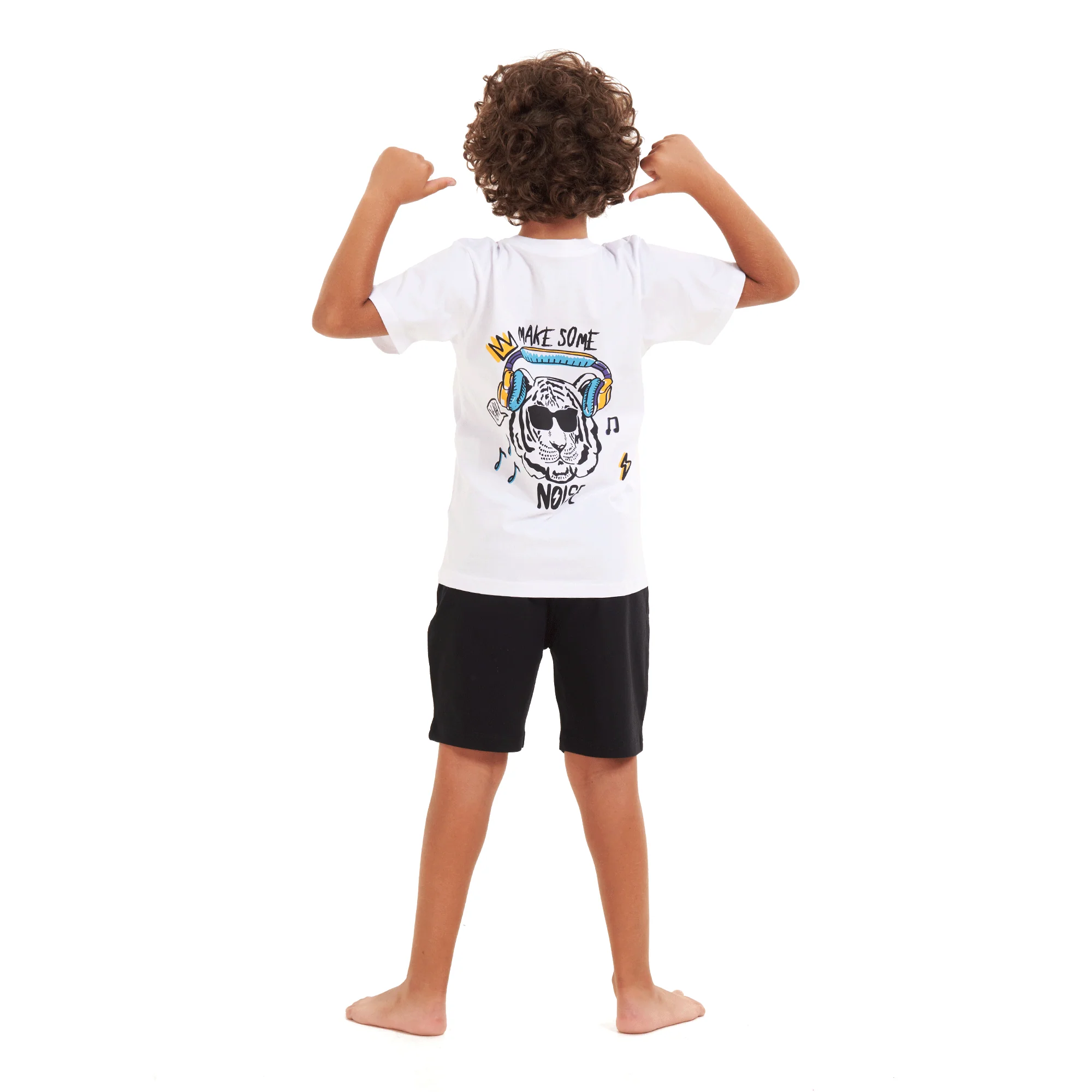 Boys summer pajama set Tiger t-shirt +Black shorts - Image 4