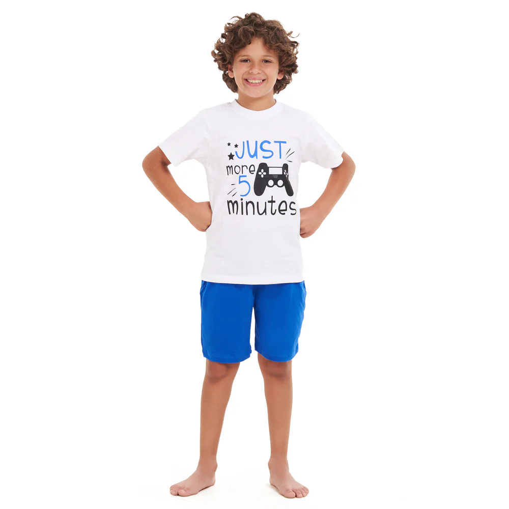 Boys summer pajama set Video games t-shirt +Blue shorts - Image 3