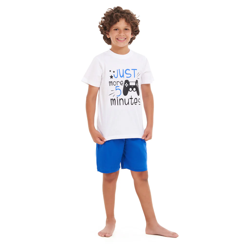 Boys summer pajama set Video games t-shirt +Blue shorts - Image 4
