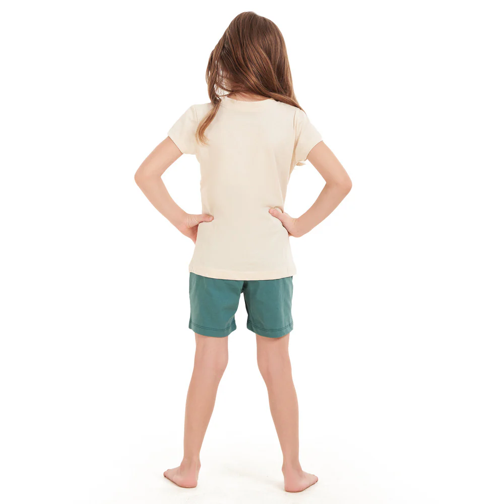 Girls summer pajama set Butterfly t-shirt + Green Army shorts - Image 3