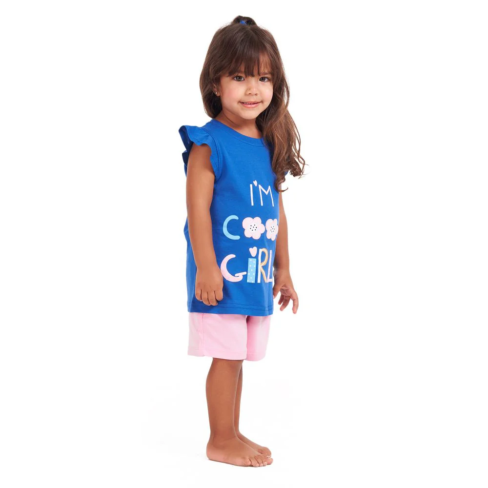 Girls summer pajama set Cool girl t-shirt + Rose shorts - Image 3