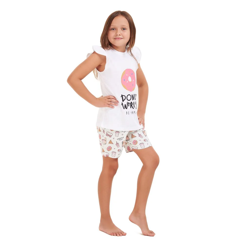 Girls summer pajama set Donut t-shirt + shorts - Image 2