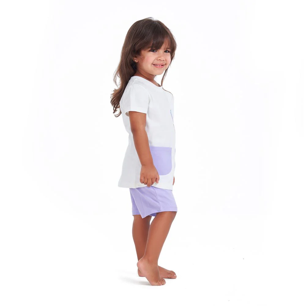 Girls summer pajama set Elephant t-shirt + Purple shorts - Image 6