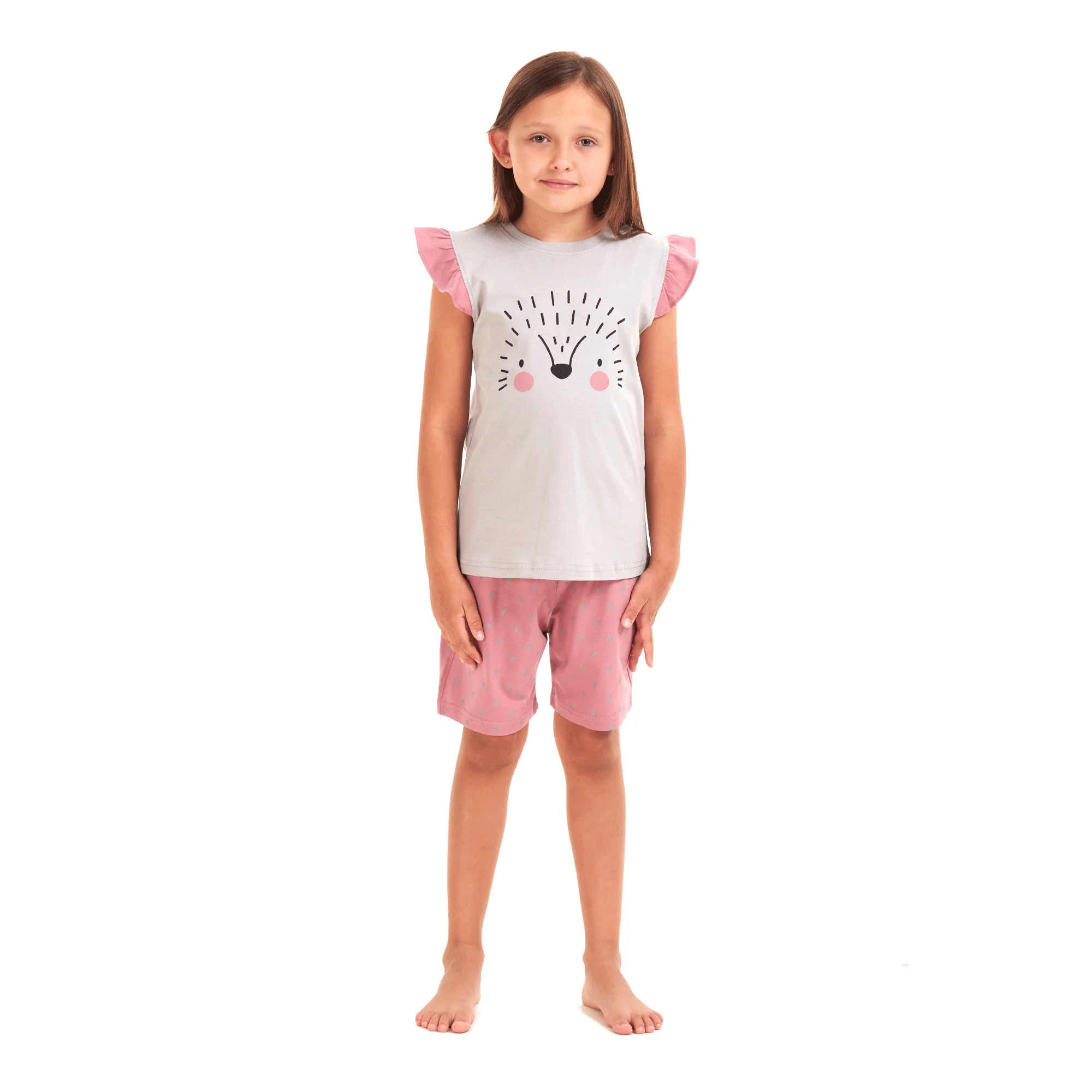 Girls summer pajama set Hedgehog t-shirt + Cashmere shorts - Image 5