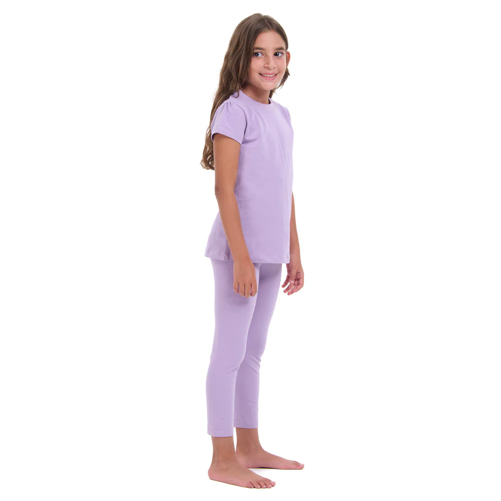 Girls summer pajama set Lilac t-shirt + Pants - Image 3