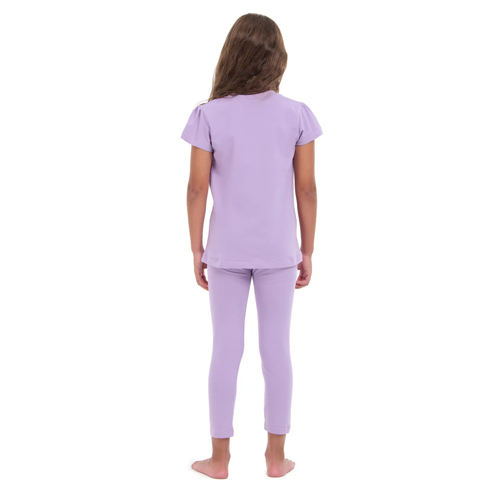 Girls summer pajama set Lilac t-shirt + Pants - Image 4