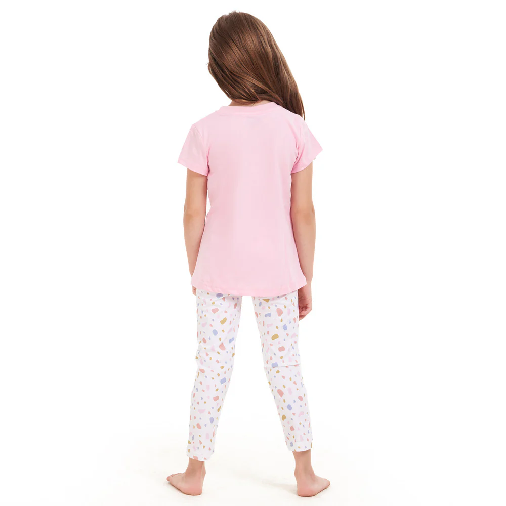 Girls summer pajama set Magical Unicorn t-shirt + White leggings - Image 4