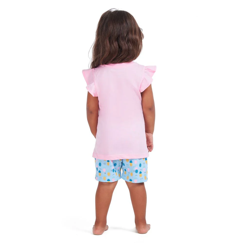 Girls summer pajama set Pineapple t-shirt + Baby blue shorts - Image 4