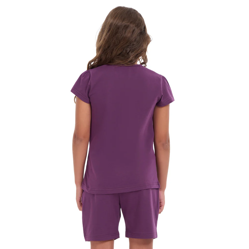 Girls summer pajama set Purple t-shirt +shorts - Image 4