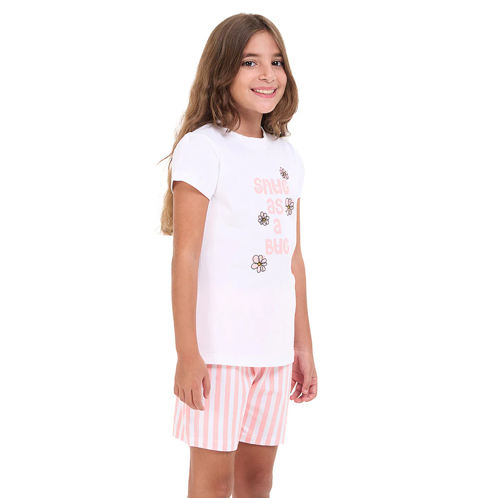 Girls summer pajama set Snug As A Bug t-shirt +shorts - Image 2