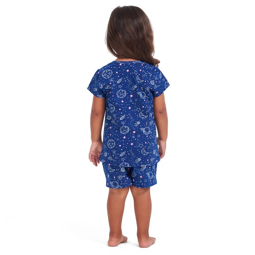 Girls summer pajama set Space t-shirt + Shorts - Image 4