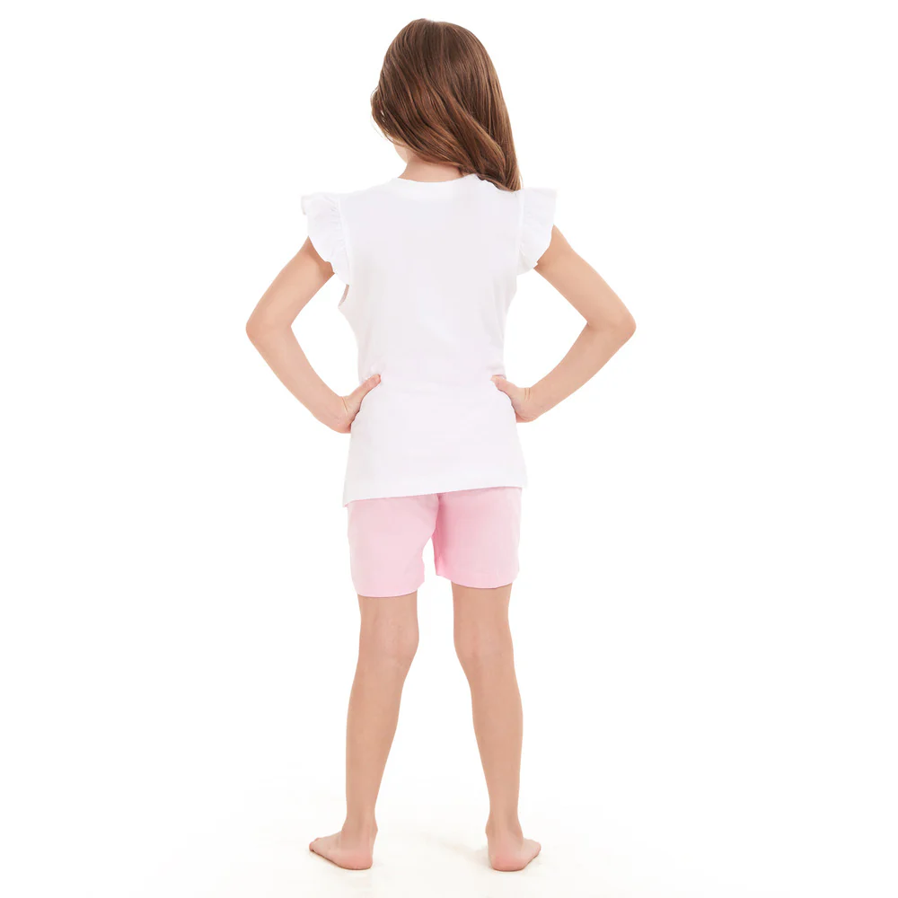 Girls summer pajama set Unicorn t-shirt + Pink shorts - Image 4