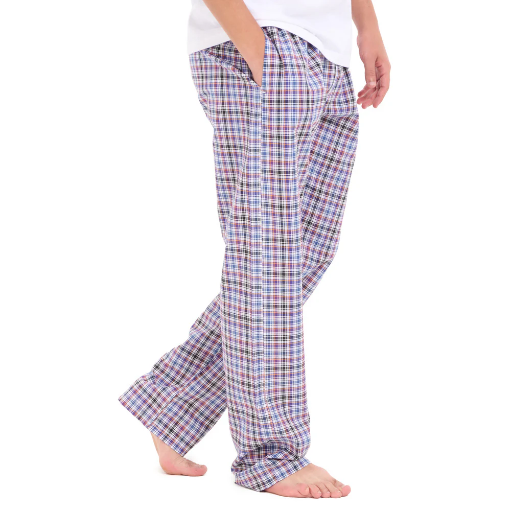 Men summer Black x Dark purple Checkered pants - Image 2