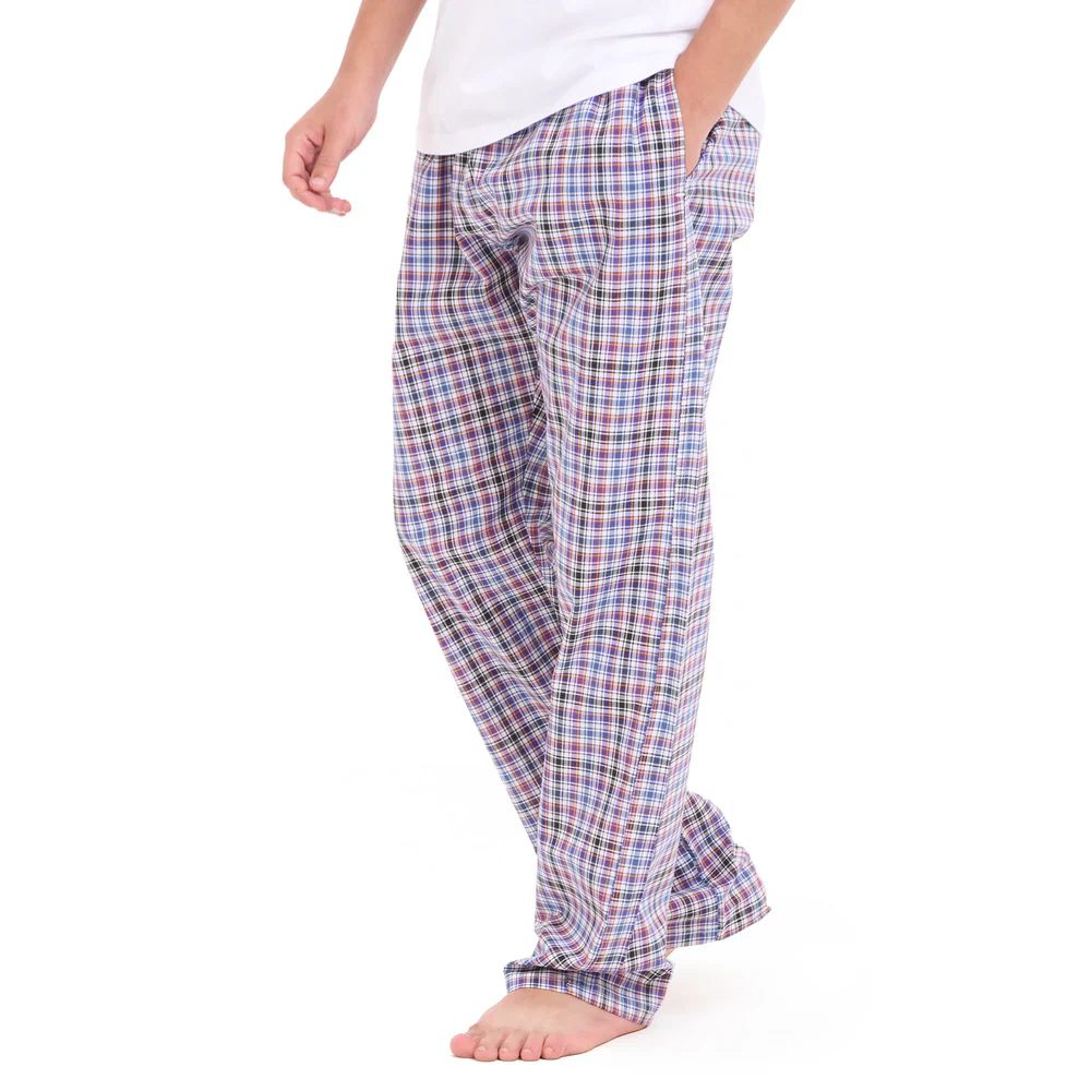 Men summer Black x Dark purple Checkered pants - Image 3