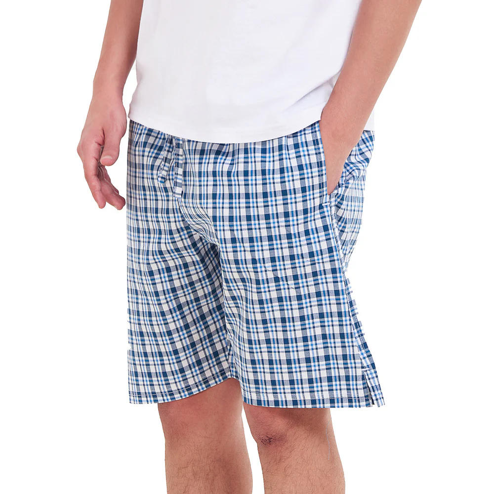 Men summer Petroleum x White Checkered shorts - Image 2