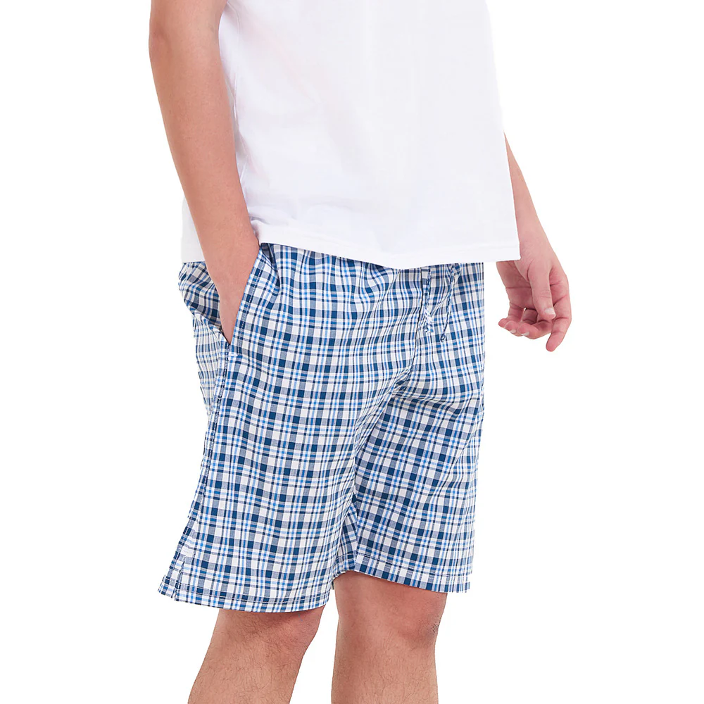 Men summer Petroleum x White Checkered shorts - Image 3