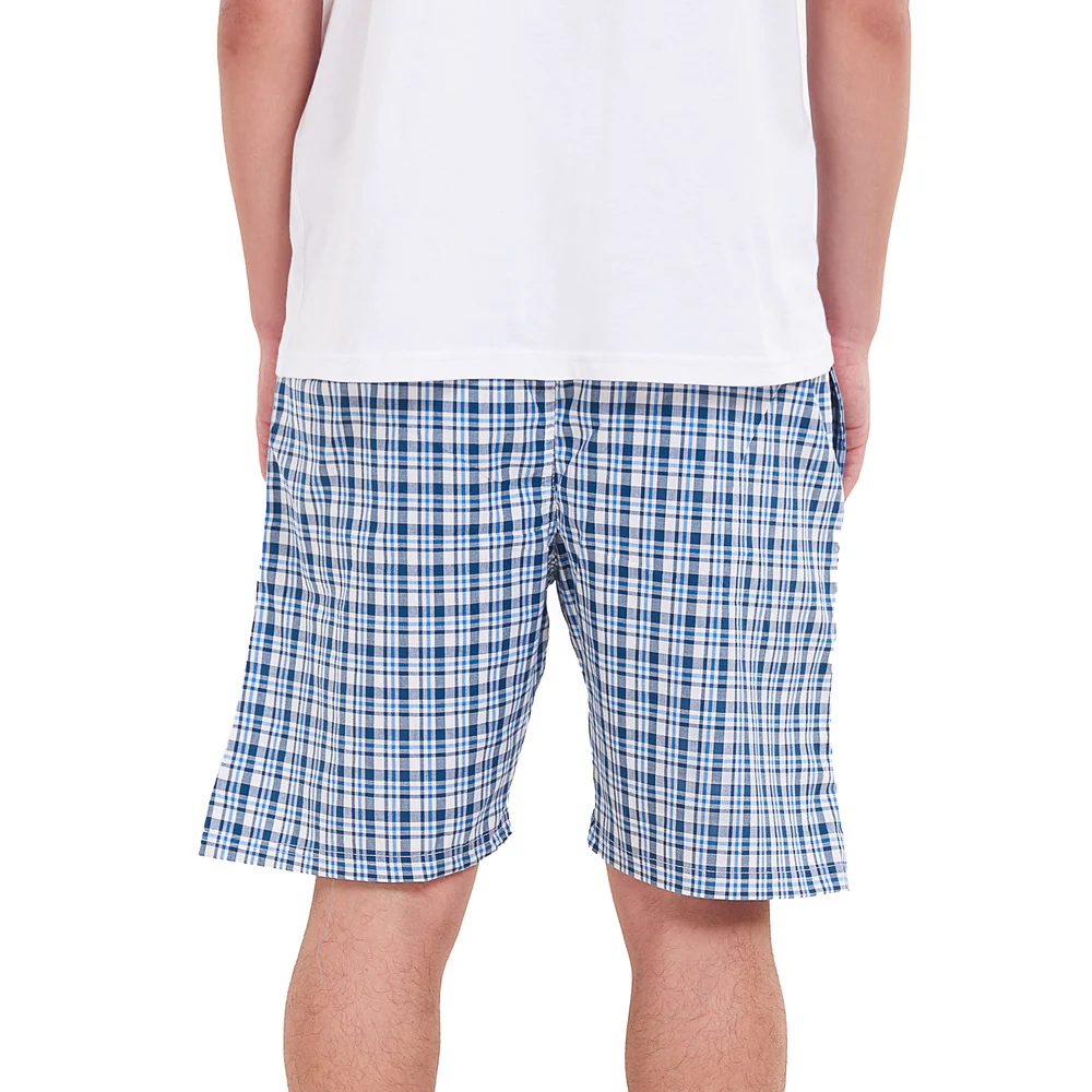 Men summer Petroleum x White Checkered shorts - Image 4