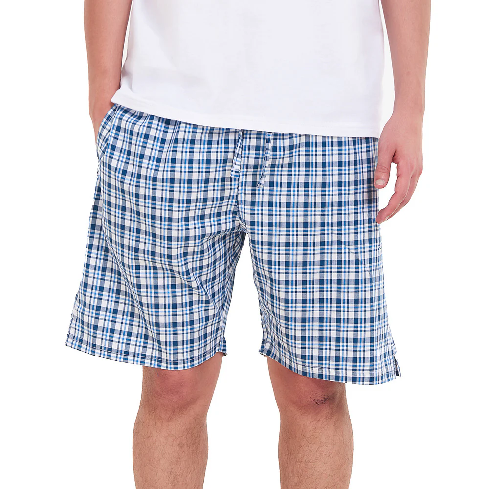 Men summer Petroleum x White Checkered shorts - Image 5