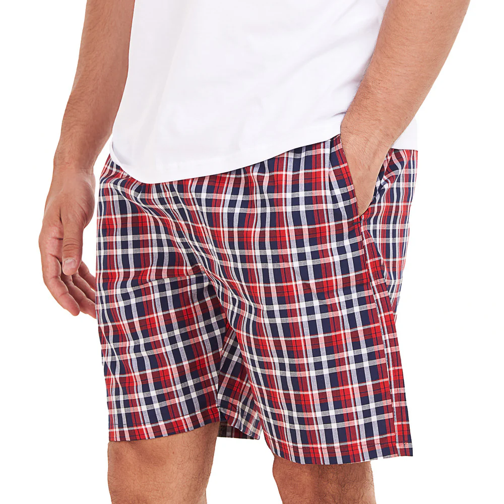 Men summer Dark Blue x Red Checkered shorts - Image 2