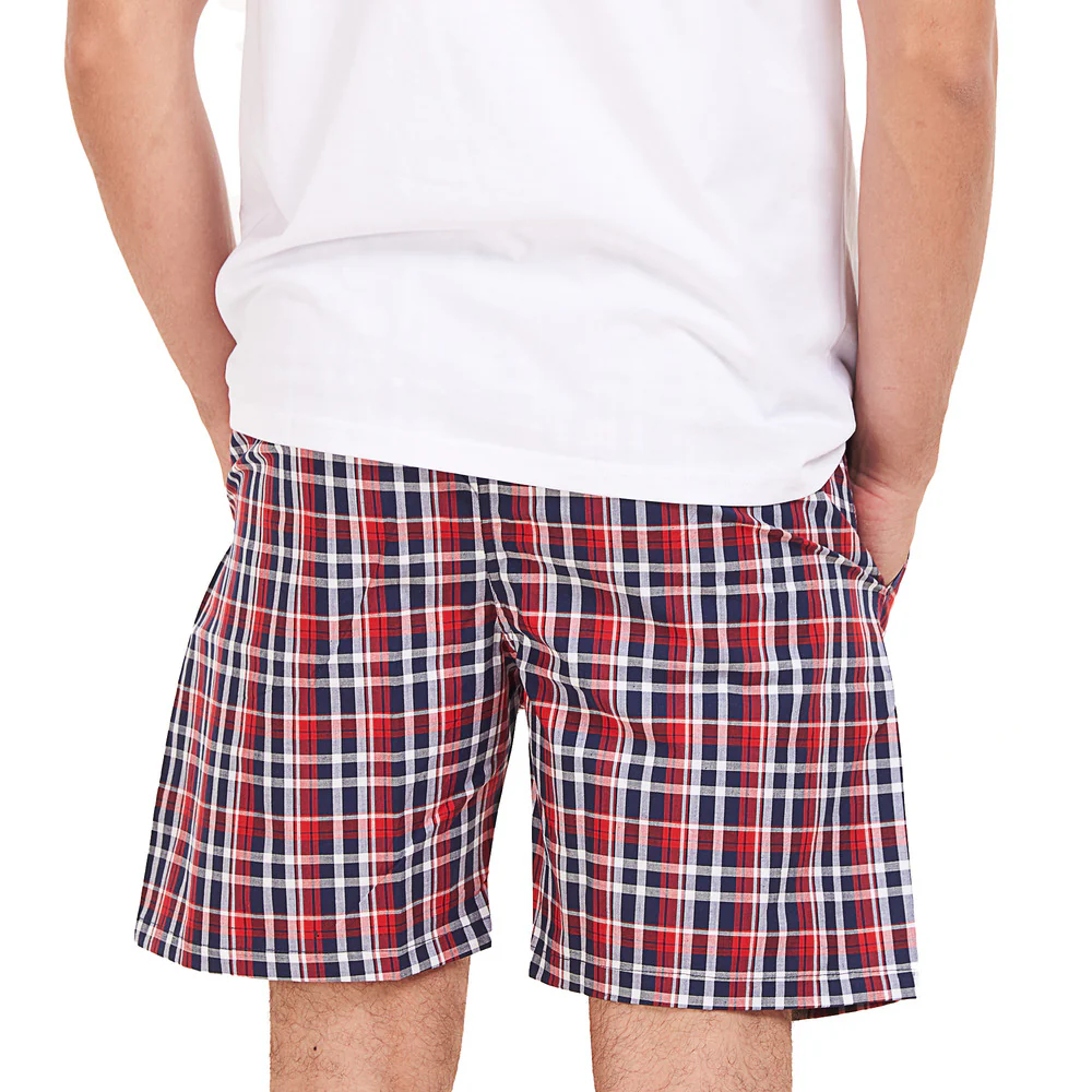 Men summer Dark Blue x Red Checkered shorts - Image 3