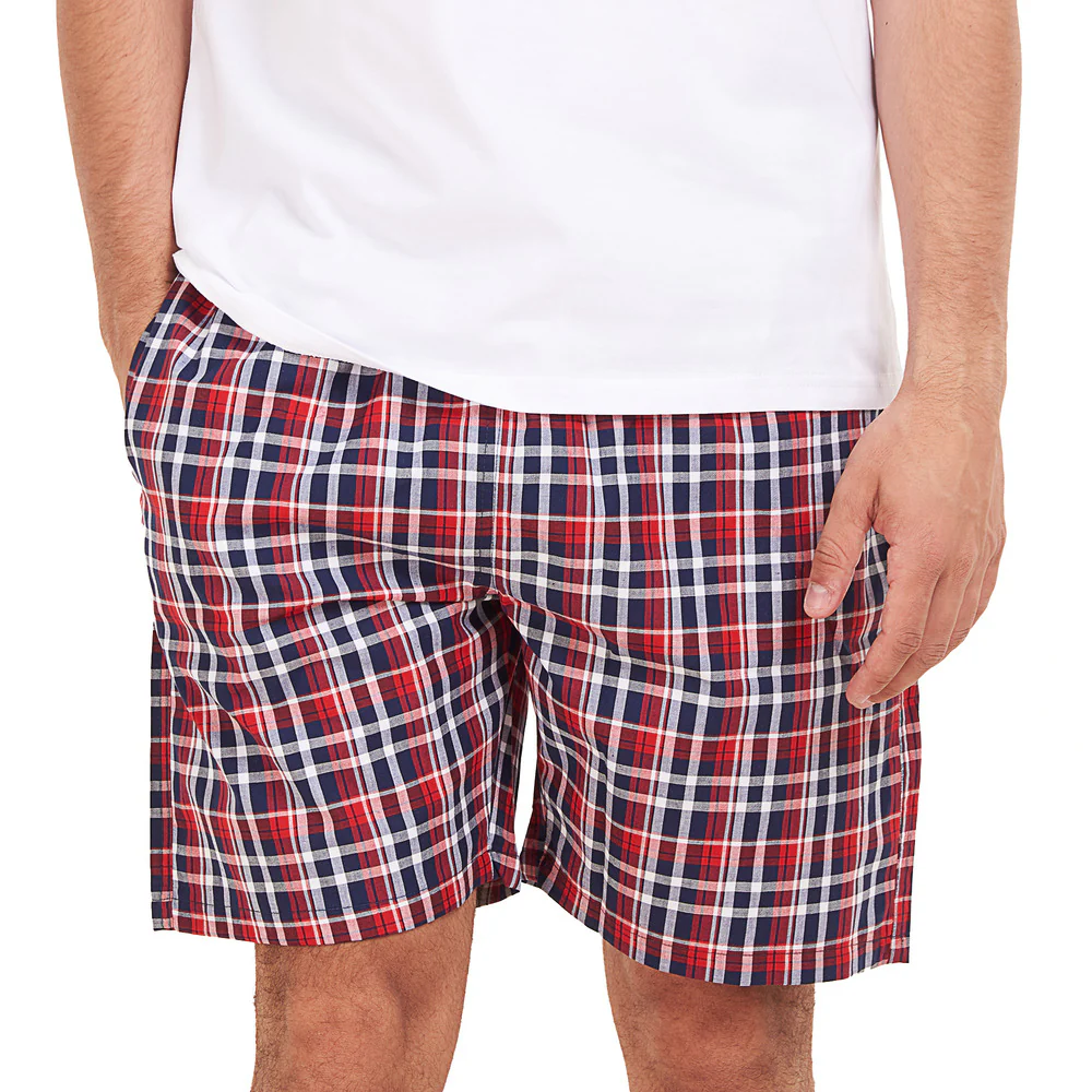 Men summer Dark Blue x Red Checkered shorts - Image 4