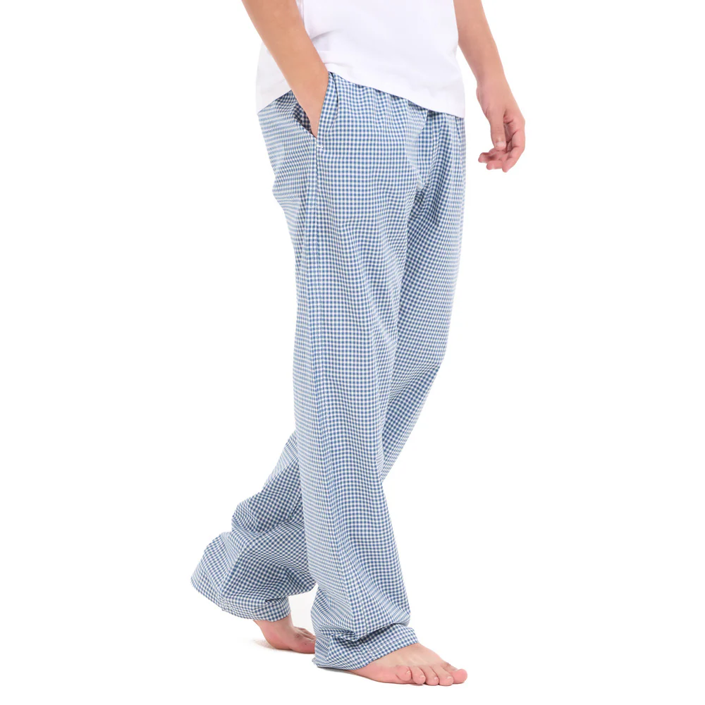 Men summer Dark Blue x White Checkered pants - Image 2