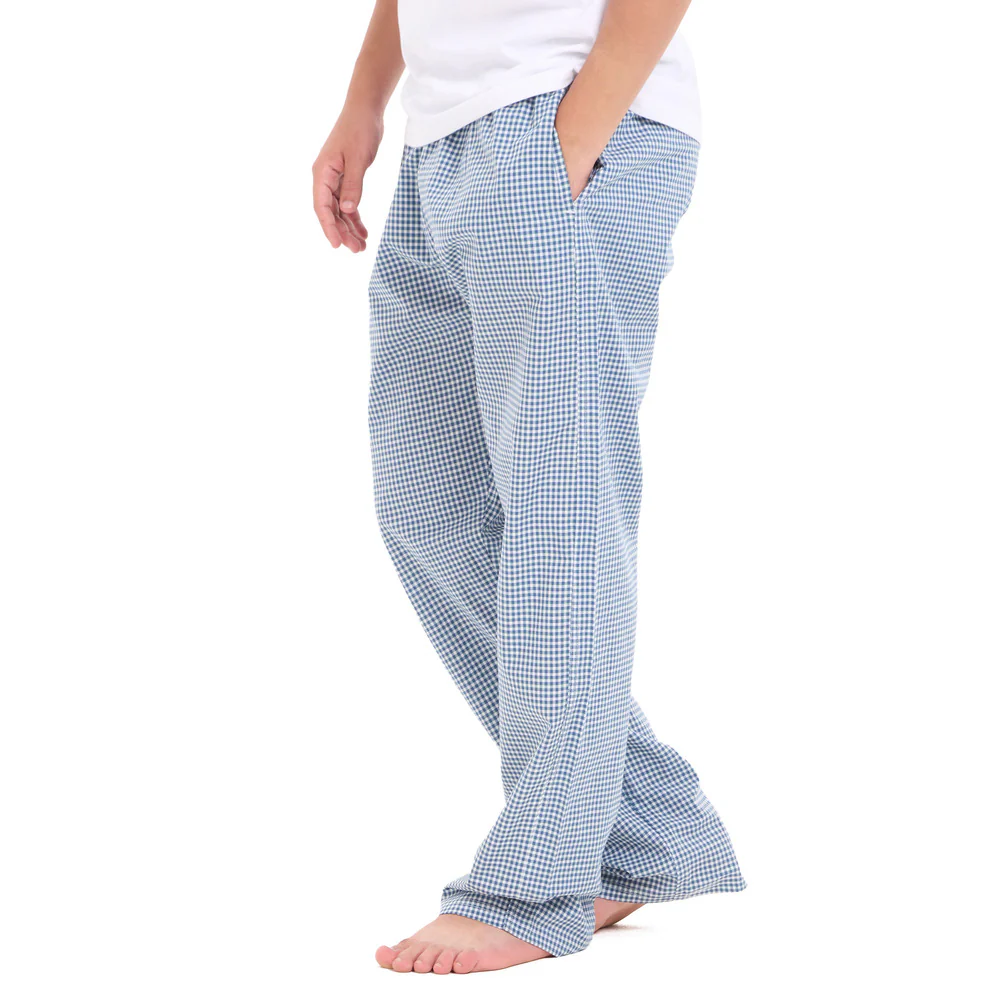 Men summer Dark Blue x White Checkered pants - Image 3