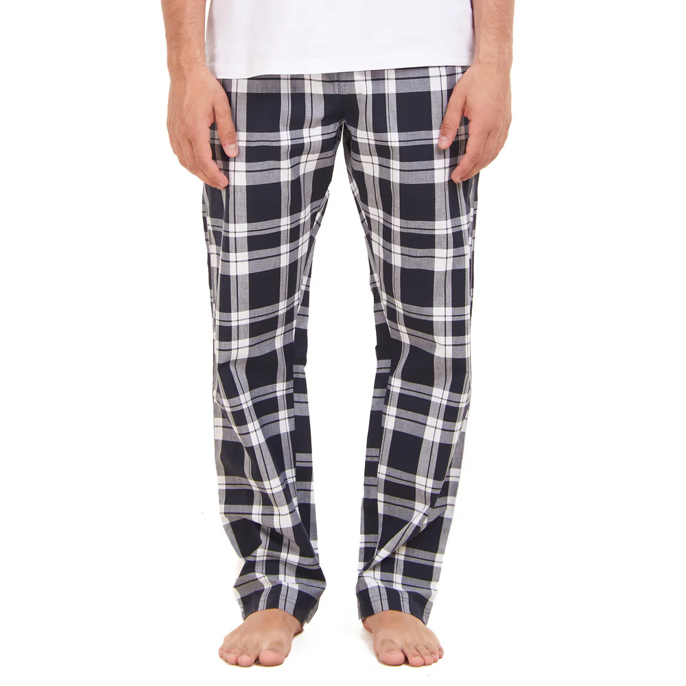 Men summer Dark Blue x White Checkered pants - Image 2