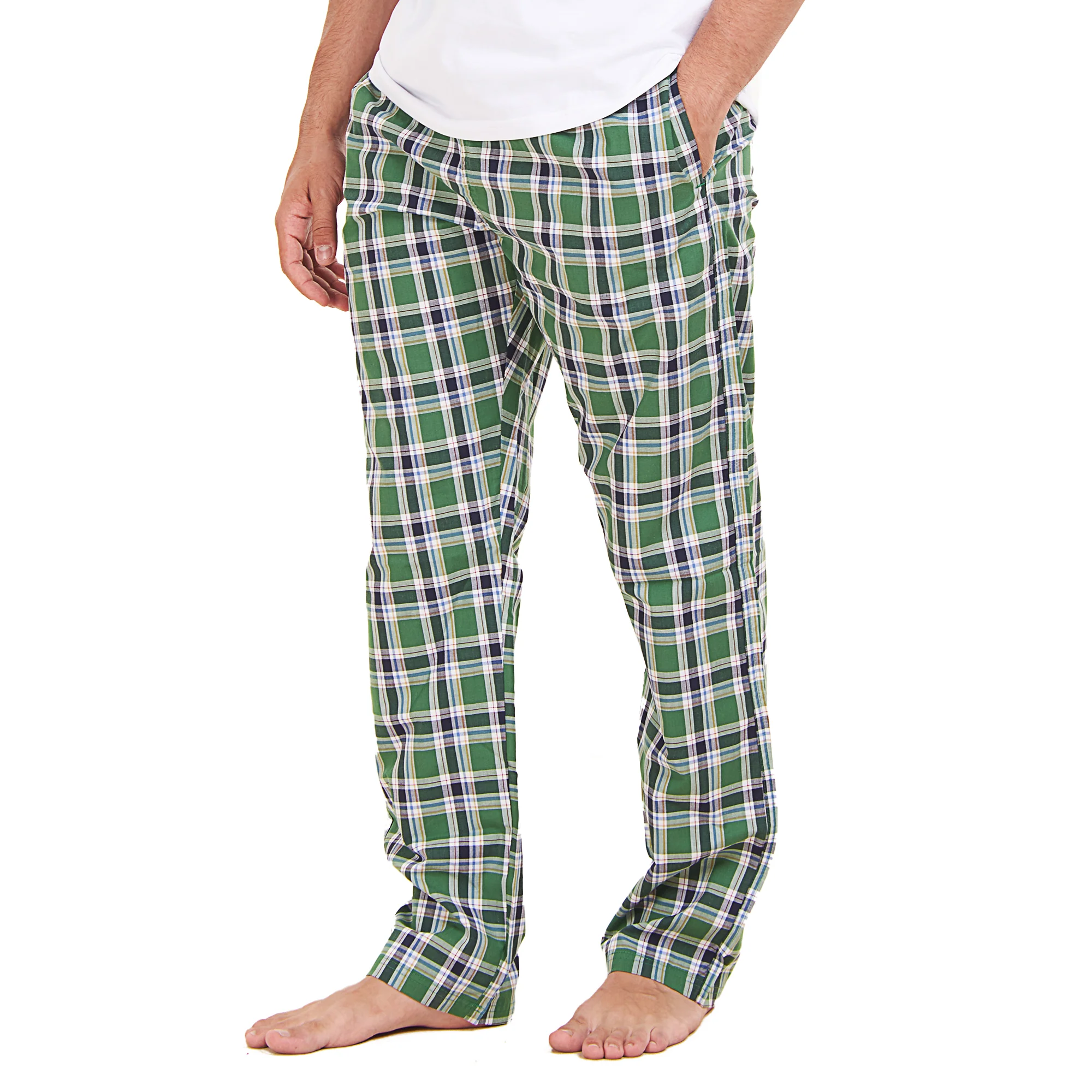 Men summer Green x Dark Blue checkered pants - Image 3
