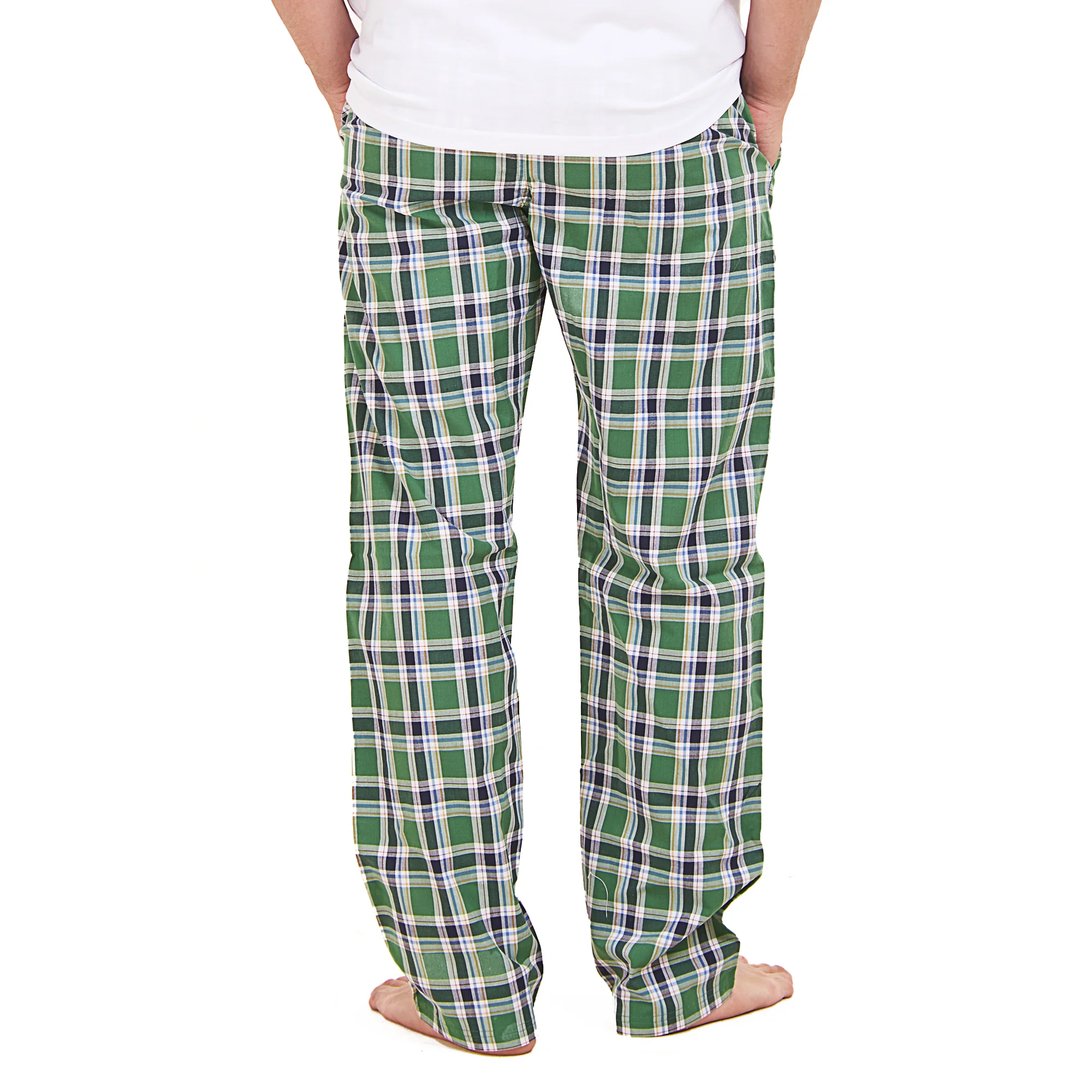 Men summer Green x Dark Blue checkered pants - Image 4