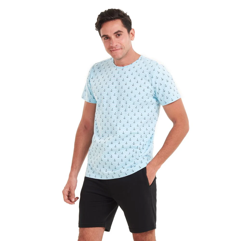 Men summer pajama set Anchor T-shirt +Black shorts - Image 3