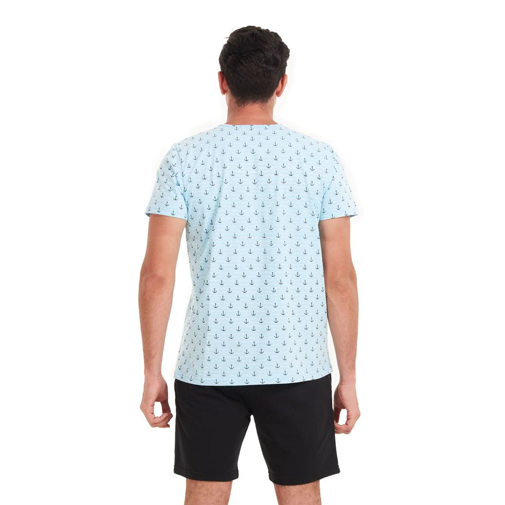 Men summer pajama set Anchor T-shirt +Black shorts - Image 4