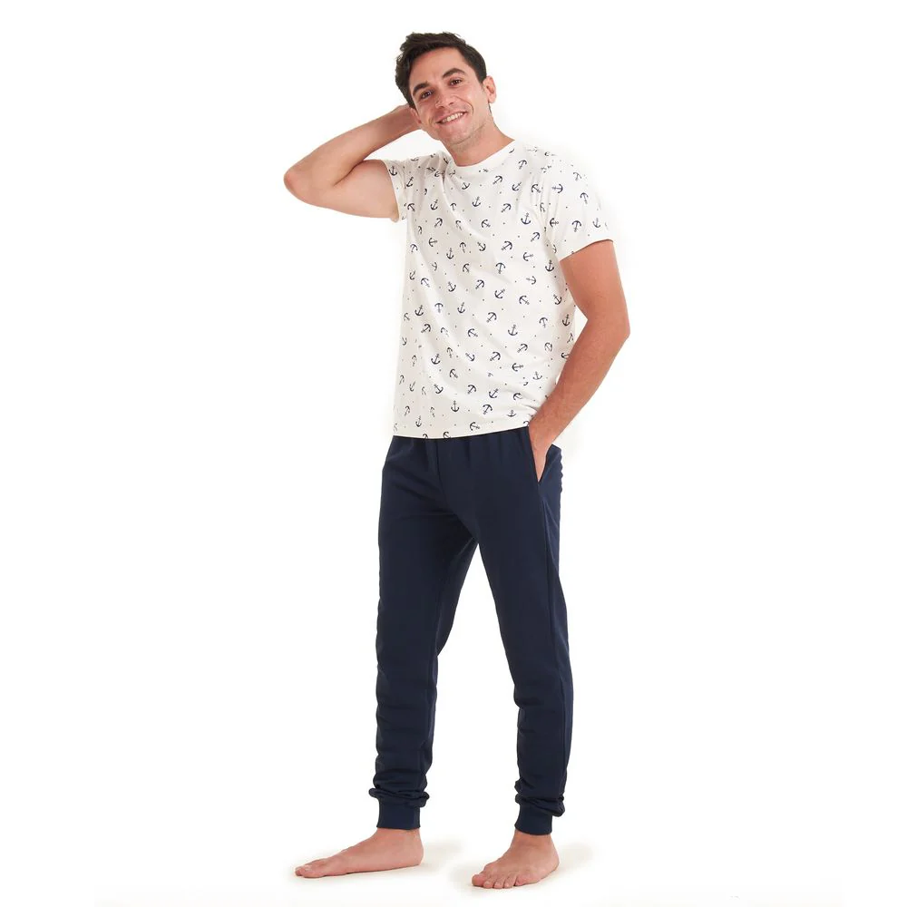 Men summer pajama set Anchor T-shirt +Dark blue pants - Image 3