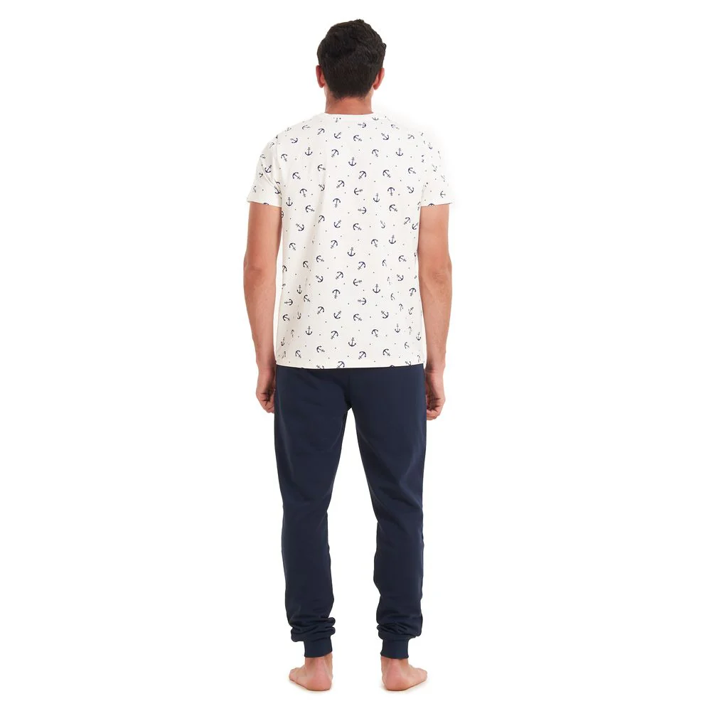Men summer pajama set Anchor T-shirt +Dark blue pants - Image 4
