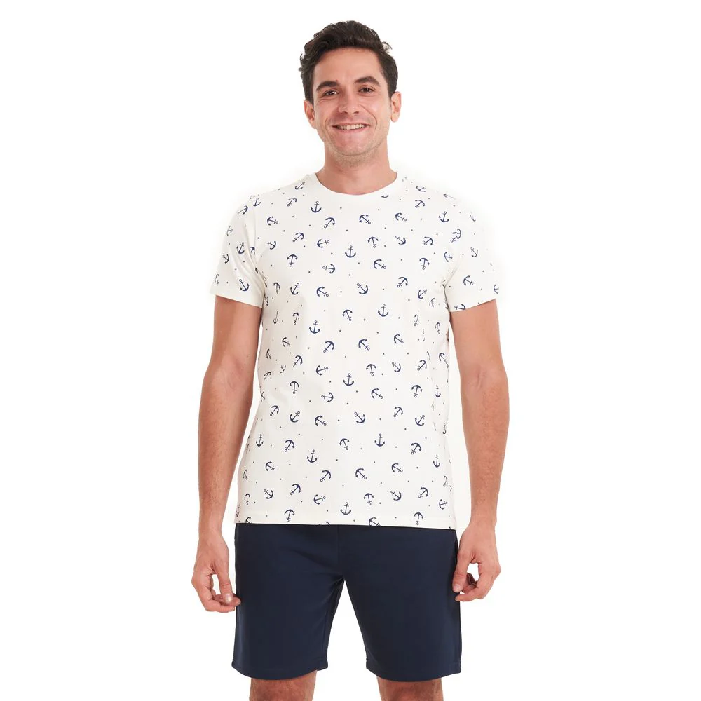 Men summer pajama set Anchor T-shirt +Dark Blue shorts - Image 2