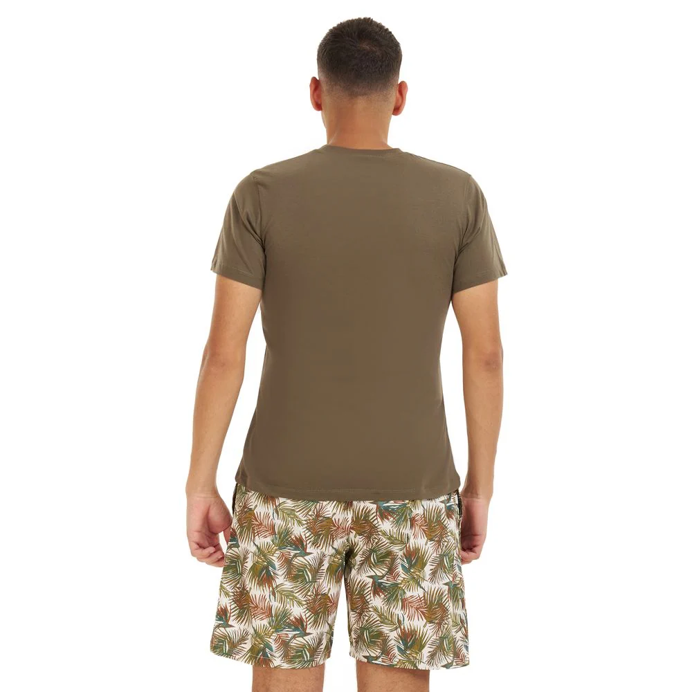 Men summer pajama set Beige T-shirt + Havane leaves short - Image 4