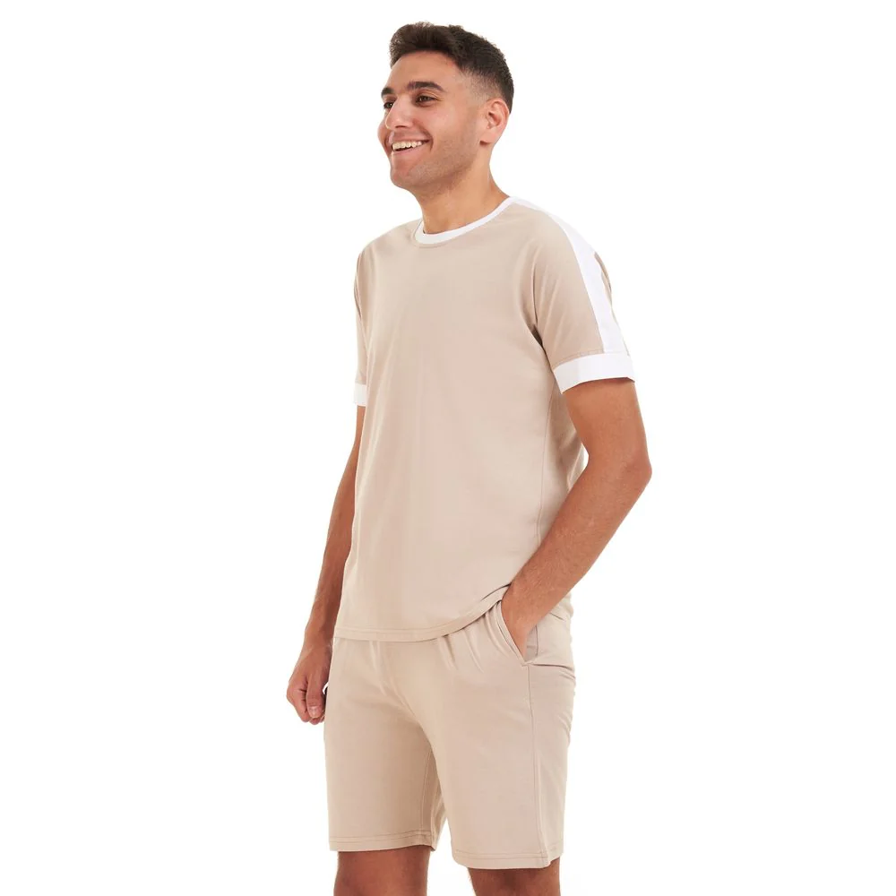 Men summer pajama set Beige T-shirt + short - Image 3