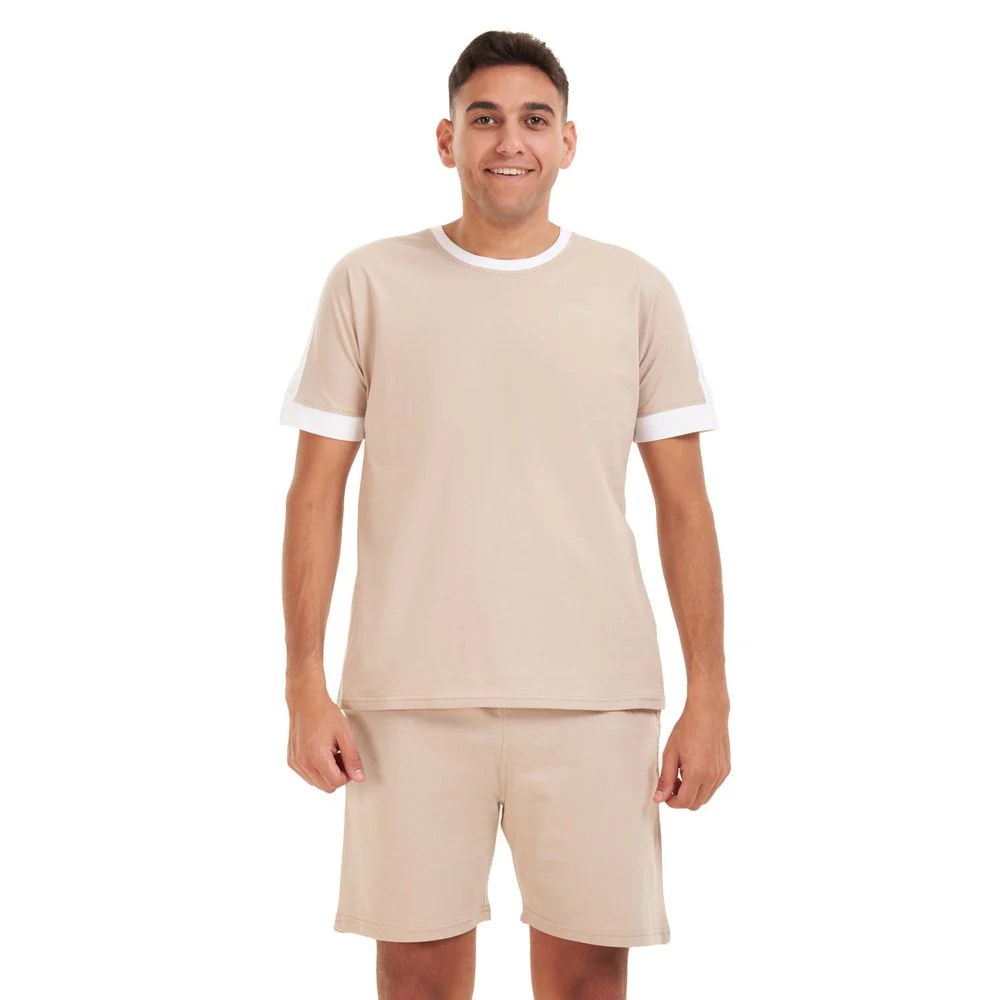 Men summer pajama set Beige T-shirt + short - Image 4