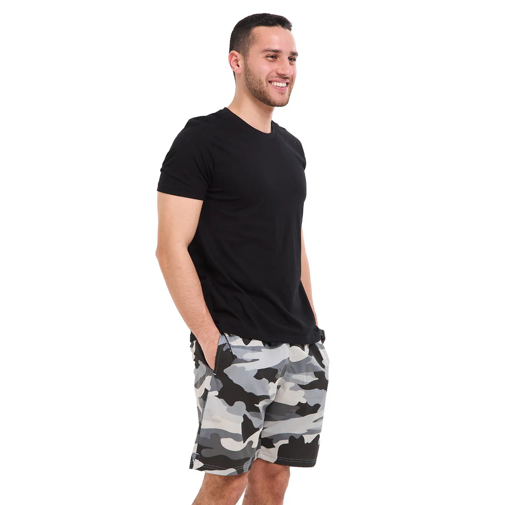 Men summer pajama set Black T-shirt + Black X Grey Army Shorts - Image 3