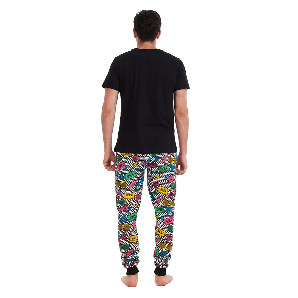 Men summer pajama set Black T-shirt + Retro pants - Image 3
