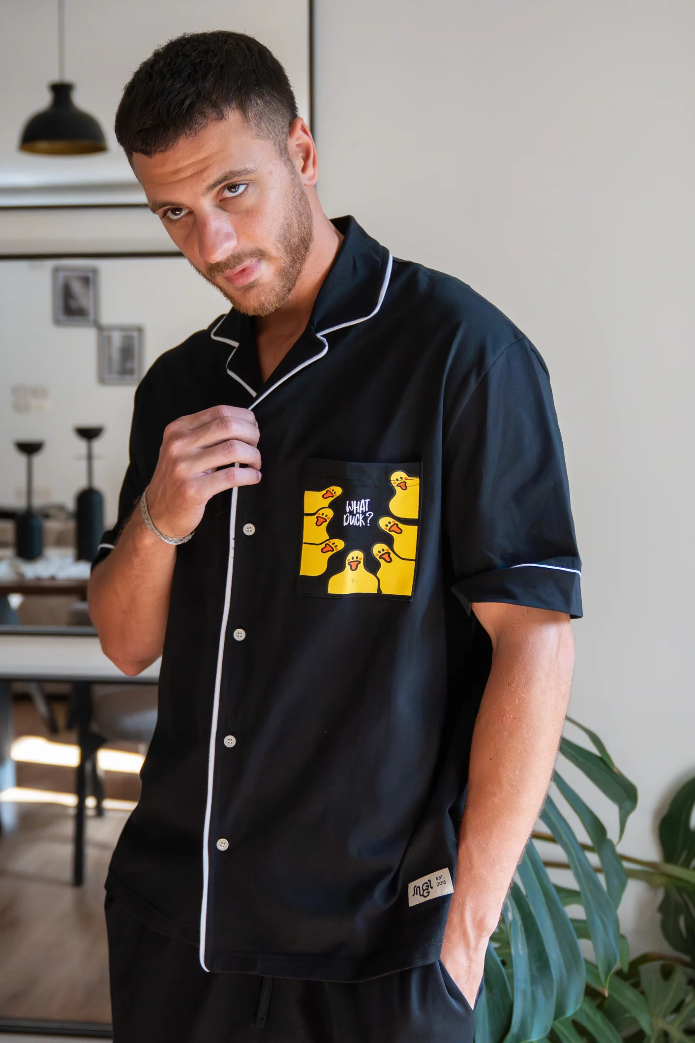 Men summer pajama set Black T-shirt + Pants - Image 4