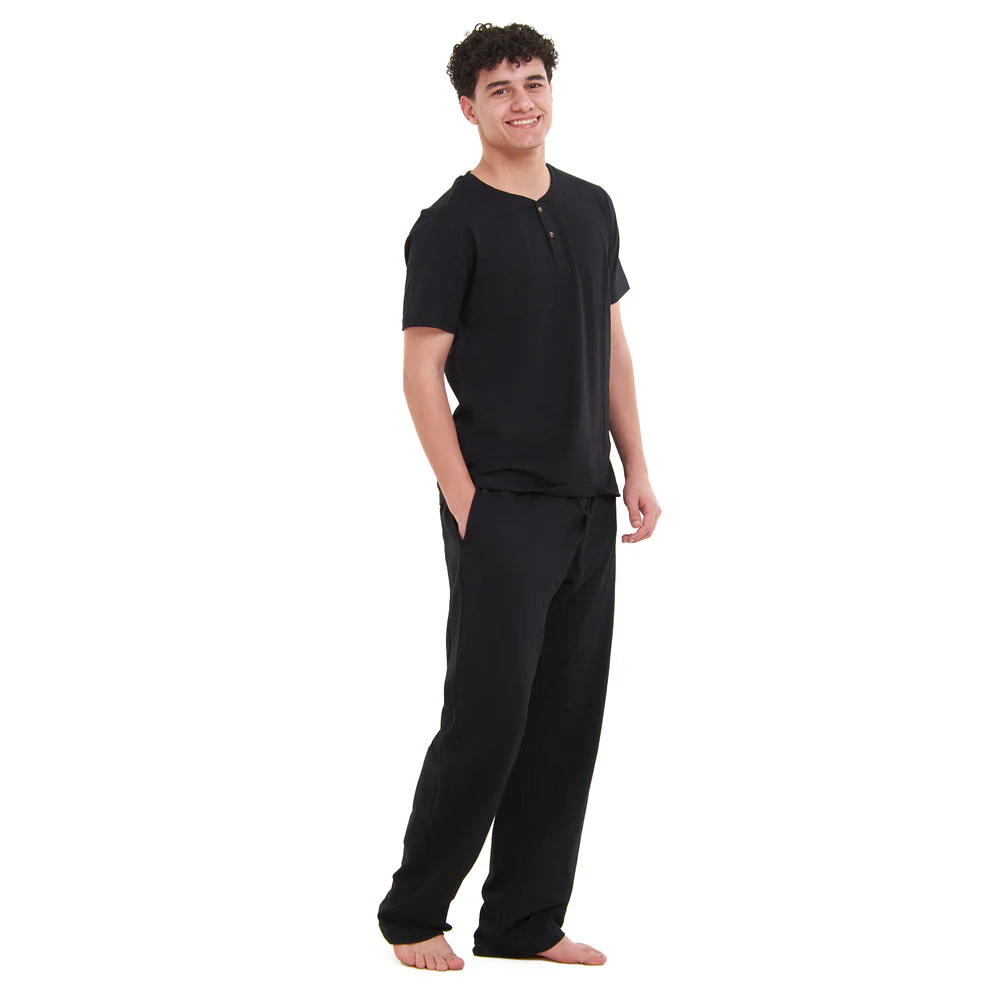 Men summer pajama set  Black T-shirt + Pants - Image 2