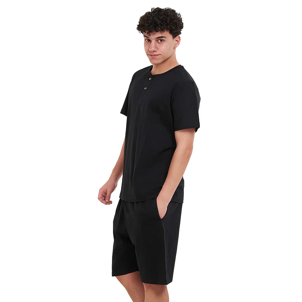 Men summer pajama set Black T-shirt + short - Image 2