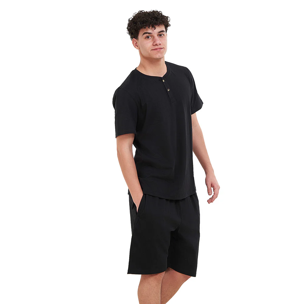 Men summer pajama set Black T-shirt + short - Image 3
