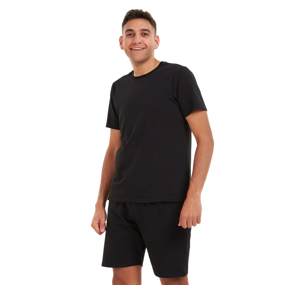 Men summer pajama set Black T-shirt + shorts - Image 2