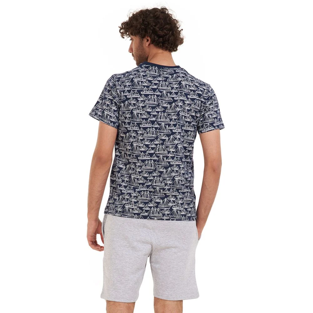 Men summer pajama set Boats T-shirt +grey shorts - Image 4
