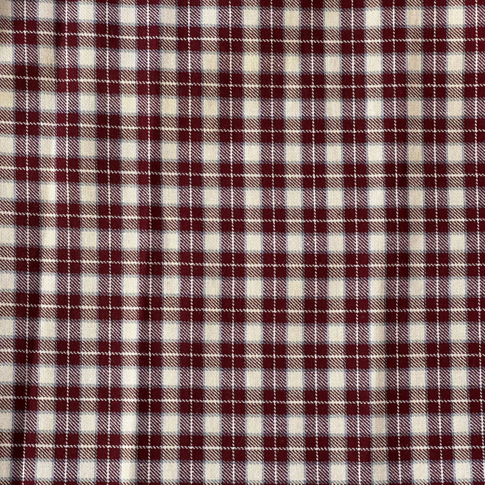 Men summer pajama set Burgundy T-shirt + Burgundy X White Checkered Pants - Image 2