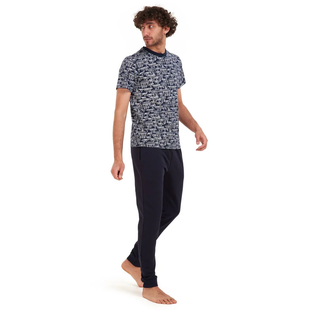 Men summer pajama set Boats T-shirt +Dark blue pants - Image 3