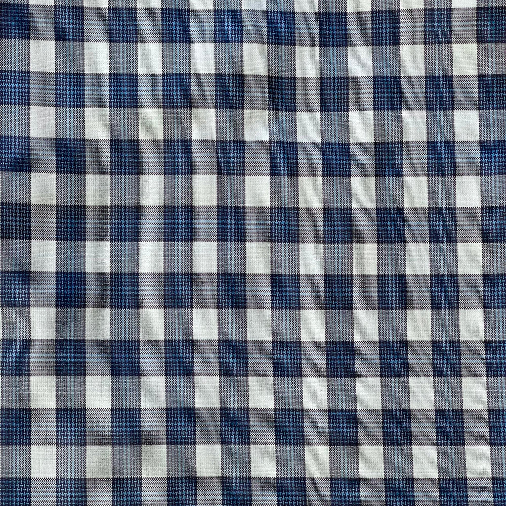 Men summer pajama set Dark blue T-shirt + Dark blue X Light blue checkered Pants - Image 4