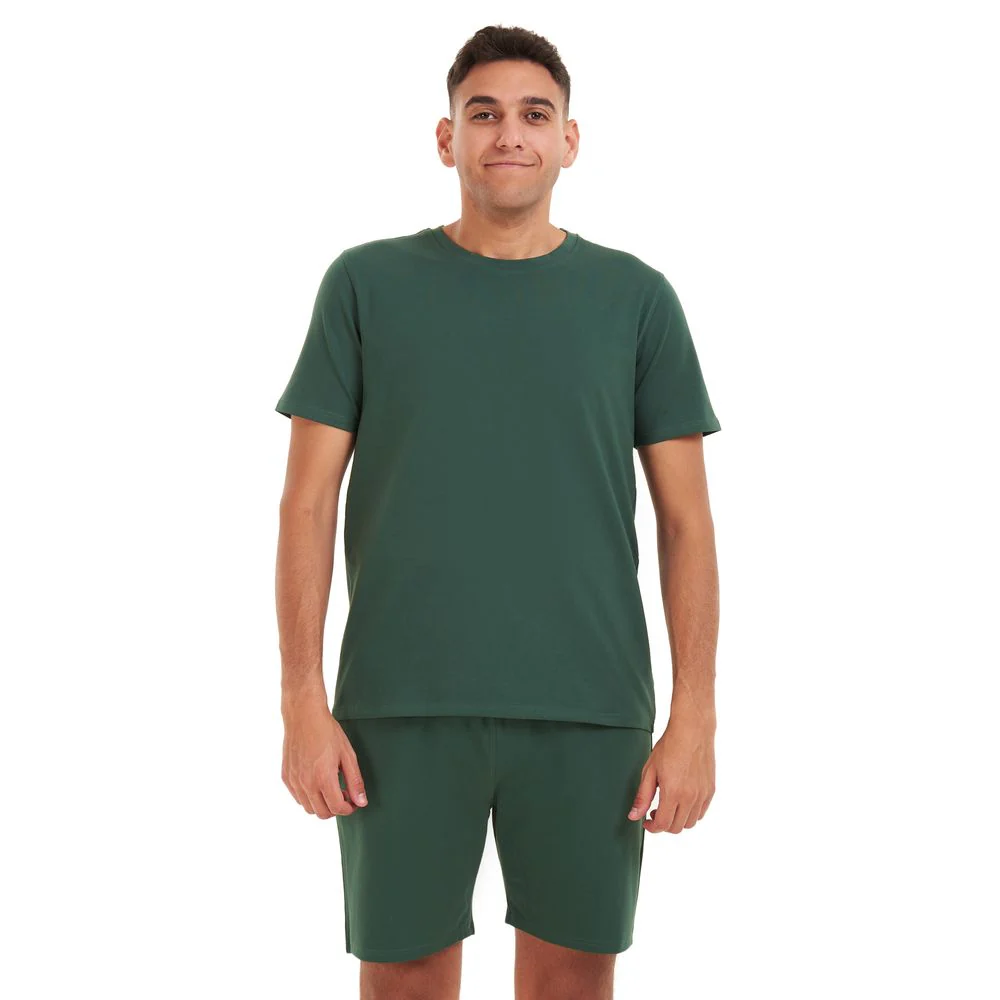 Men summer pajama set Dark green t-shirt + shorts - Image 5